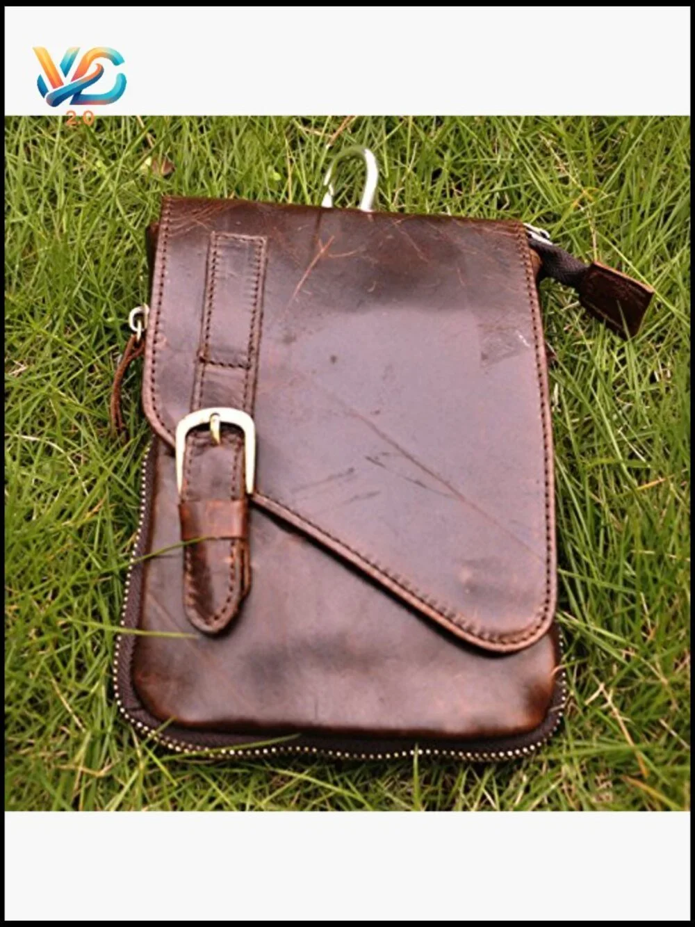 Genuine Leather Small Messenger Bag Adjustable Strap Crossbody Waist Pack